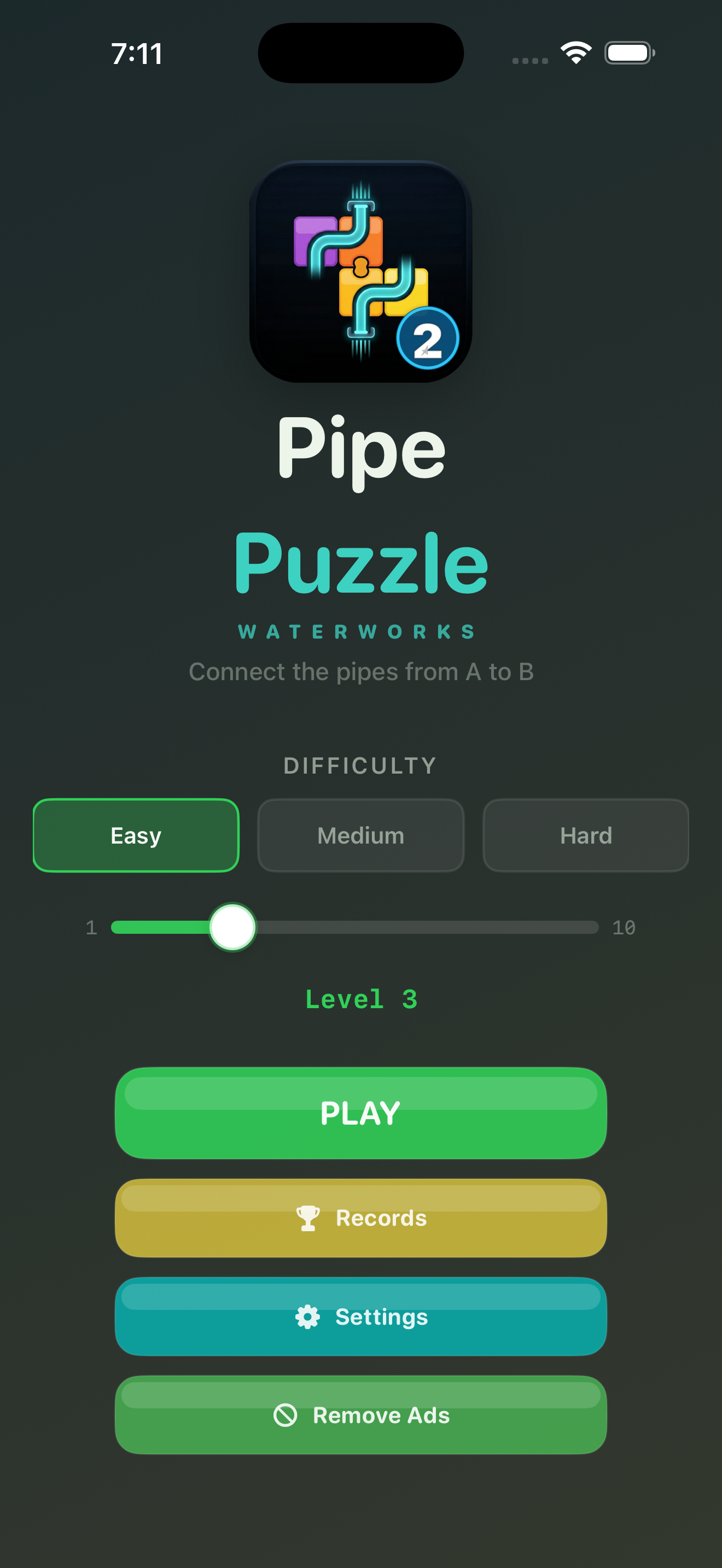 Pipe Puzzle 2 main menu screenshot